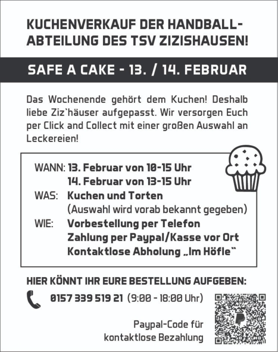 2021_02_13-14 Kuchenverkauf Kuchenverkauf der Handball-Abteilung des TSV Zizishausen am 13. und 14.02.2021